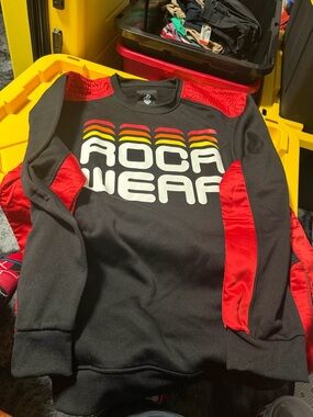 Rocawear Black Crewneck Sweater with Red Panels and White Logo